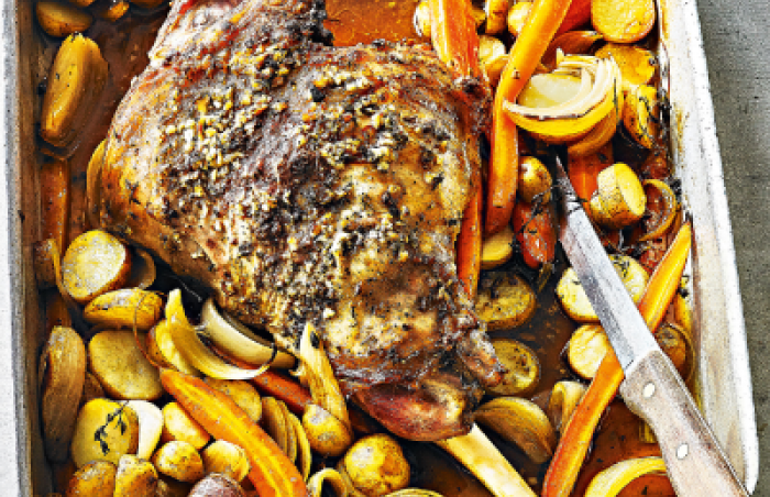 Slow cooked leg of Lamb with Amontillado Sherry