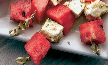 Watermelon, Feta & Garam Masala Skewers paired with Manzanilla
