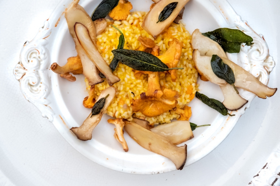 Baked-pumpkin-and-chanterelle-risotto-paired-with-amontillado