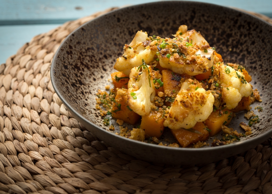 Roasted-butternut-squash-with-cauliflower-florets-and-Manchego-paired-with-palo-cortado-sherry-wines